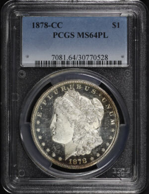 Obverse of this 1878-CC Morgan Dollar PCGS MS-64 PL