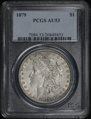 Obverse of this 1879 Morgan Dollar PCGS AU-53