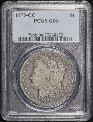 Obverse of this 1879-CC Morgan Dollar PCGS G-06