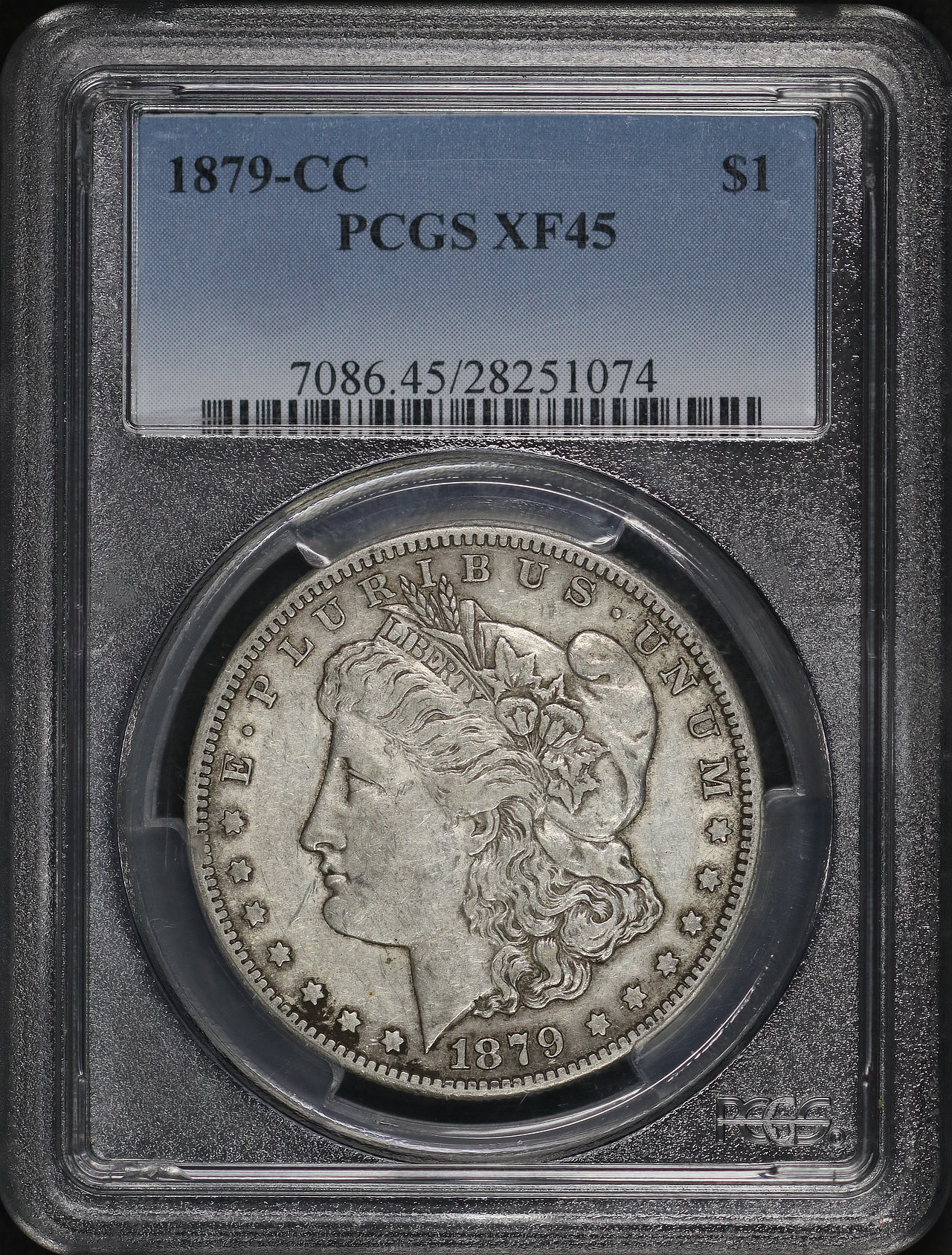 Obverse of this 1879-CC Morgan Dollar PCGS XF-45