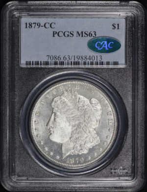 Obverse of this 1879-CC Morgan Dollar PCGS MS-63 CAC