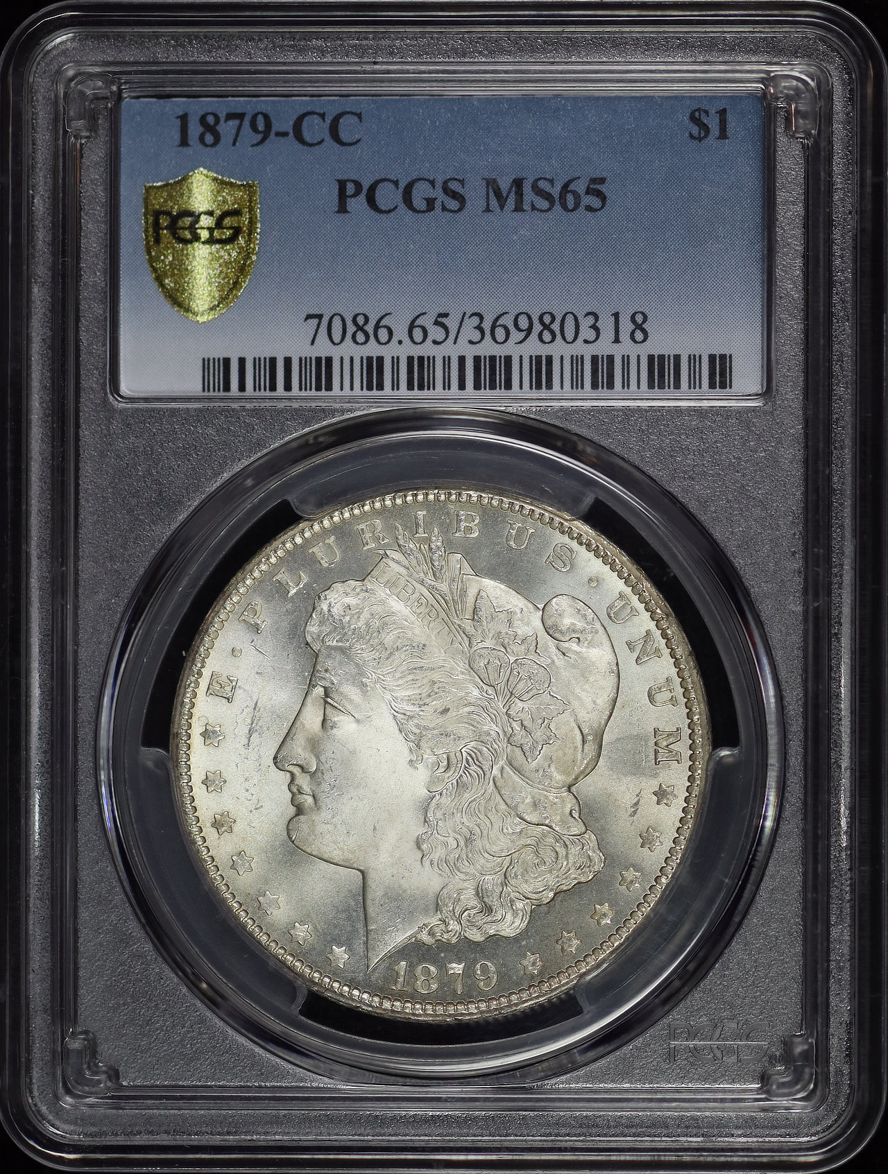 Obverse of this 1879-CC Morgan Dollar PCGS MS-65