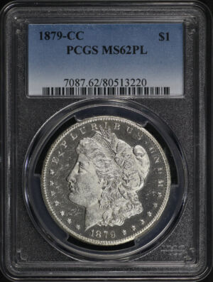 Obverse of this 1879-CC Morgan Dollar PCGS MS-62 PL