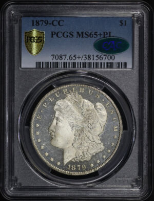 Obverse of this 1879-CC Morgan Dollar PCGS MS-65+ PL CAC (Top pop 4/0)