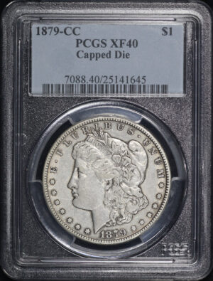 Obverse of this 1879-CC Capped Die Morgan Dollar PCGS XF-40