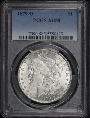 Obverse of this 1879-O Morgan Dollar PCGS AU-58