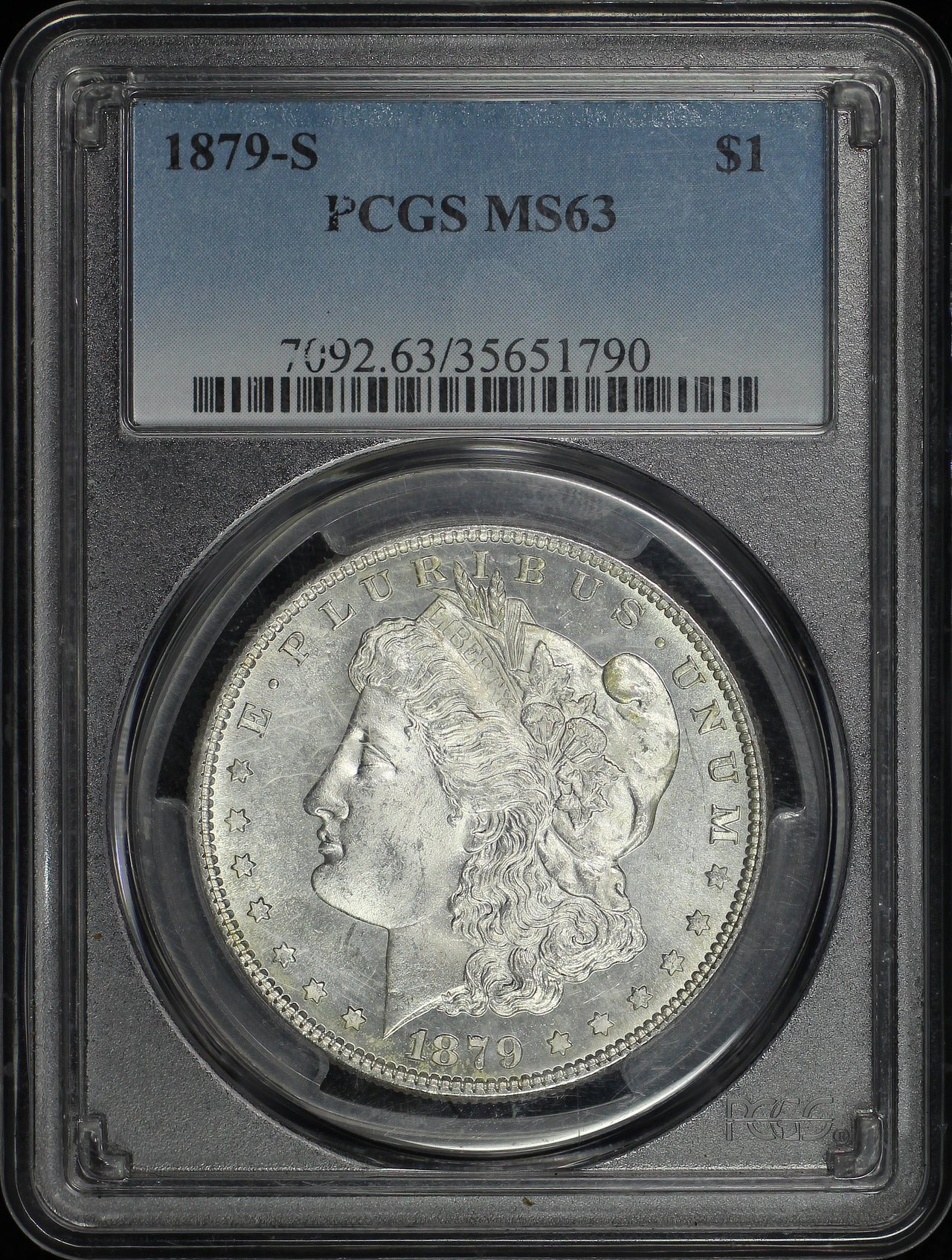 Obverse of this 1879-S Morgan Dollar PCGS MS-63