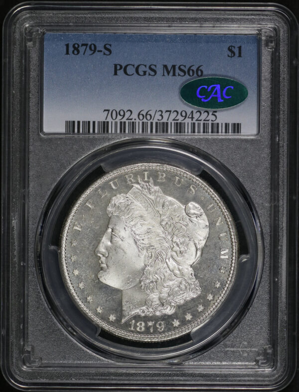 Obverse of this 1879-S Morgan Dollar PCGS MS-66 CAC
