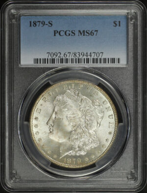 Obverse of this 1879-S Morgan Dollar PCGS MS-67