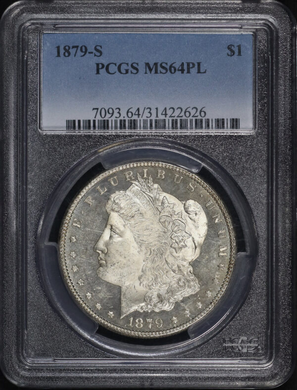 Obverse of this 1879-S Morgan Dollar PCGS MS-64 PL