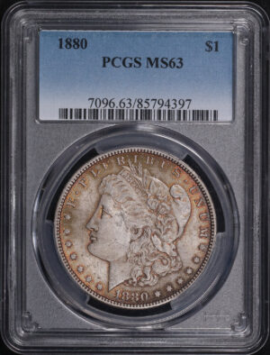 Obverse of this 1880 Morgan Dollar PCGS MS-63