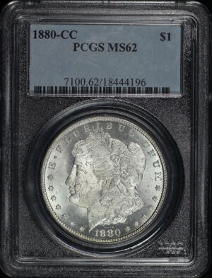 Obverse of this 1880-CC Morgan Dollar PCGS MS-62