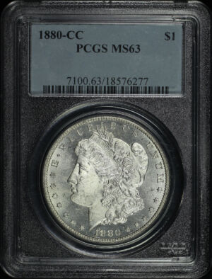 Obverse of this 1880-CC Morgan Dollar PCGS MS-63
