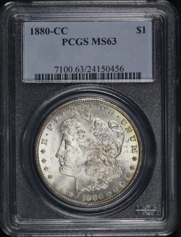 Obverse of this 1880-CC Morgan Dollar PCGS MS-63
