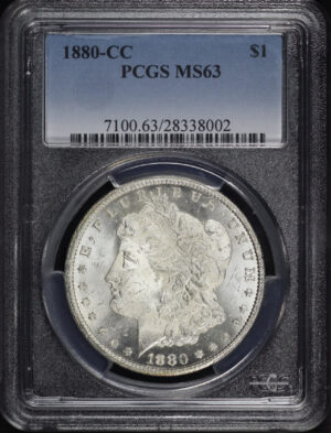 Obverse of this 1880-CC Morgan Dollar PCGS MS-63