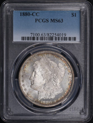 Obverse of this 1880-CC Morgan Dollar PCGS MS-63