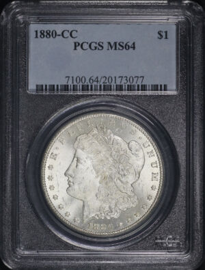Obverse of this 1880-CC Morgan Dollar PCGS MS-64