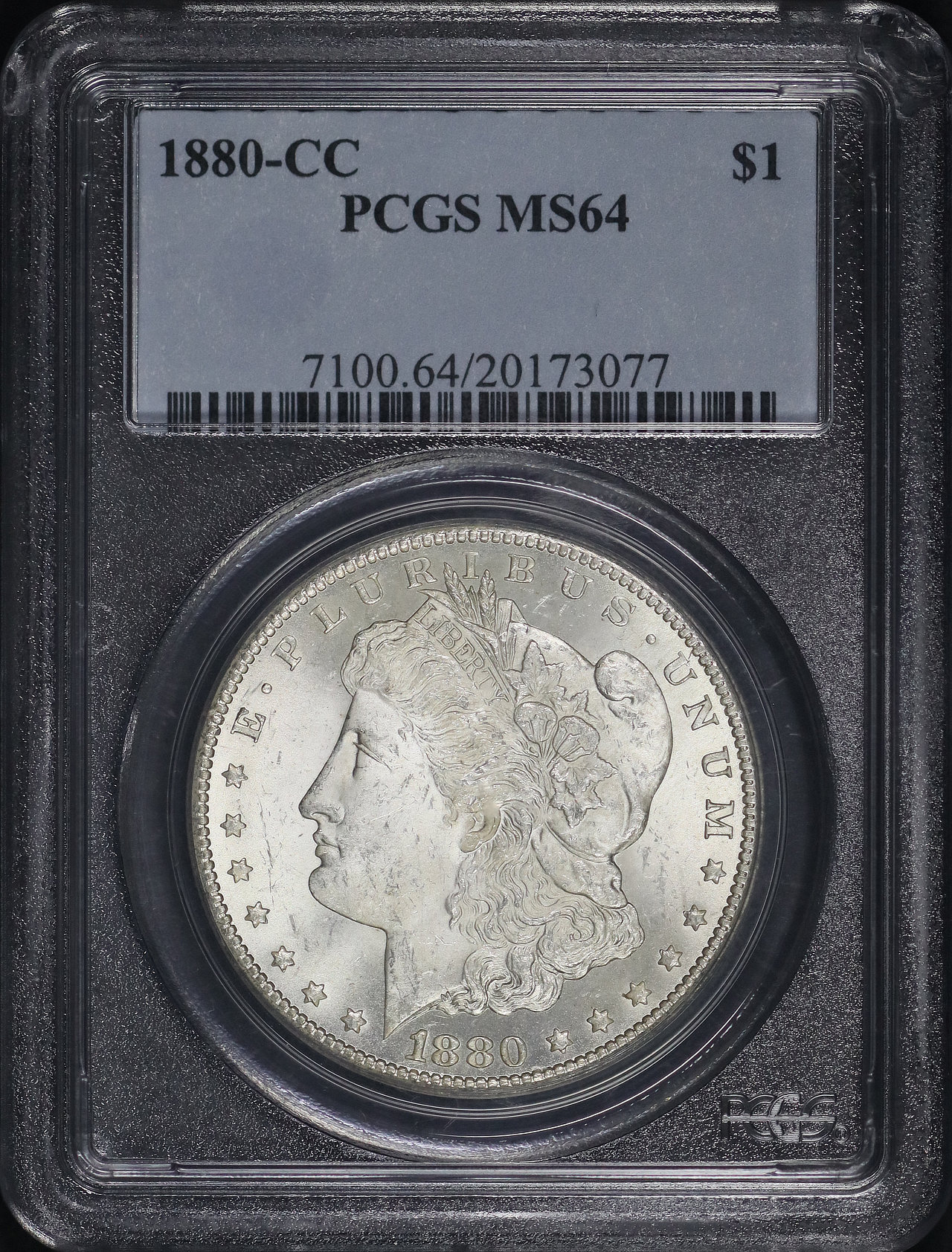 Obverse of this 1880-CC Morgan Dollar PCGS MS-64