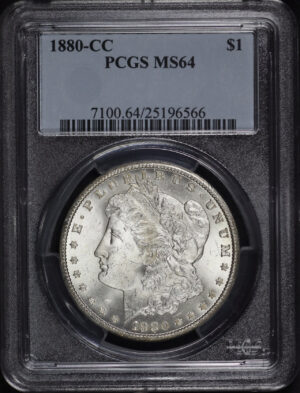 Obverse of this 1880-CC Morgan Dollar PCGS MS-64