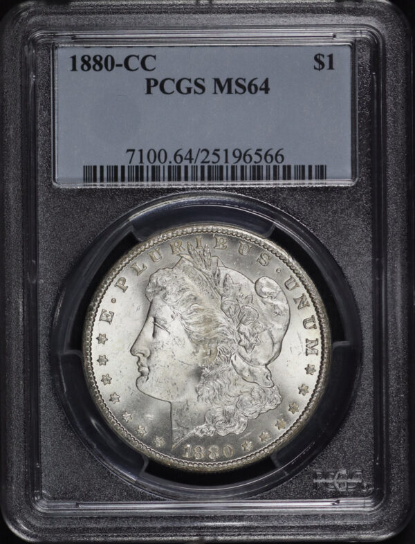 Obverse of this 1880-CC Morgan Dollar PCGS MS-64