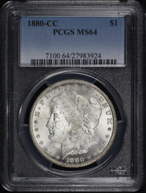 Obverse of this 1880-CC Morgan Dollar PCGS MS-64