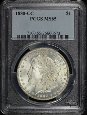 Obverse of this 1880-CC Morgan Dollar PCGS MS-65