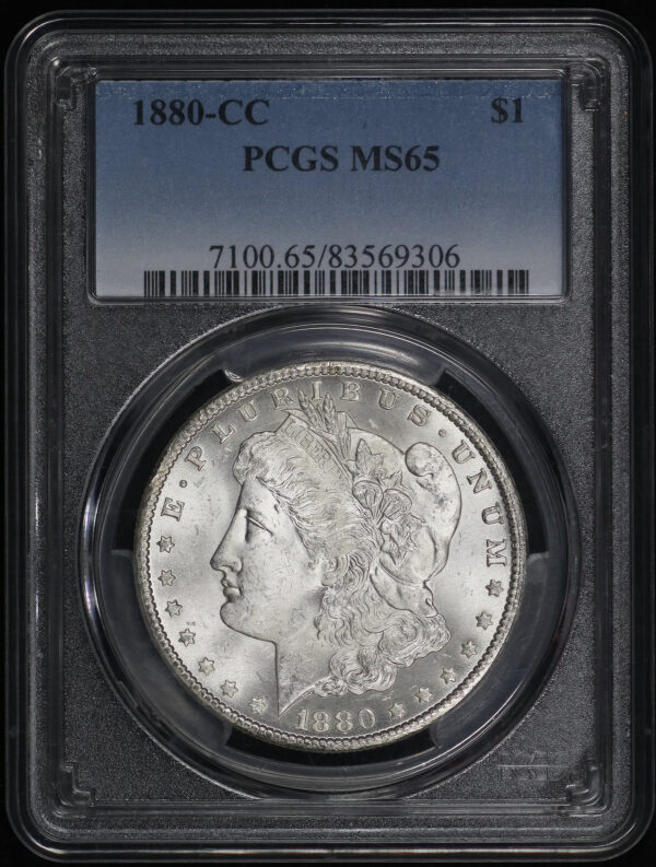 Obverse of this 1880-CC Morgan Dollar PCGS MS-65