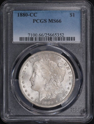 Obverse of this 1880-CC Morgan Dollar PCGS MS-66