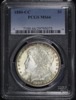 Obverse of this 1880-CC Morgan Dollar PCGS MS-66