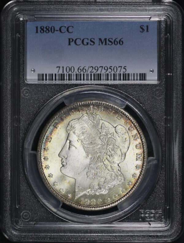 Obverse of this 1880-CC Morgan Dollar PCGS MS-66