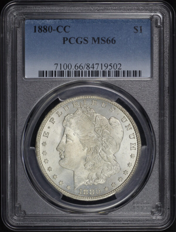 Obverse of this 1880-CC Morgan Dollar PCGS MS-66