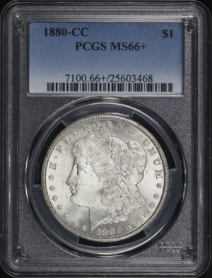 Obverse of this 1880-CC Morgan Dollar PCGS MS-66+