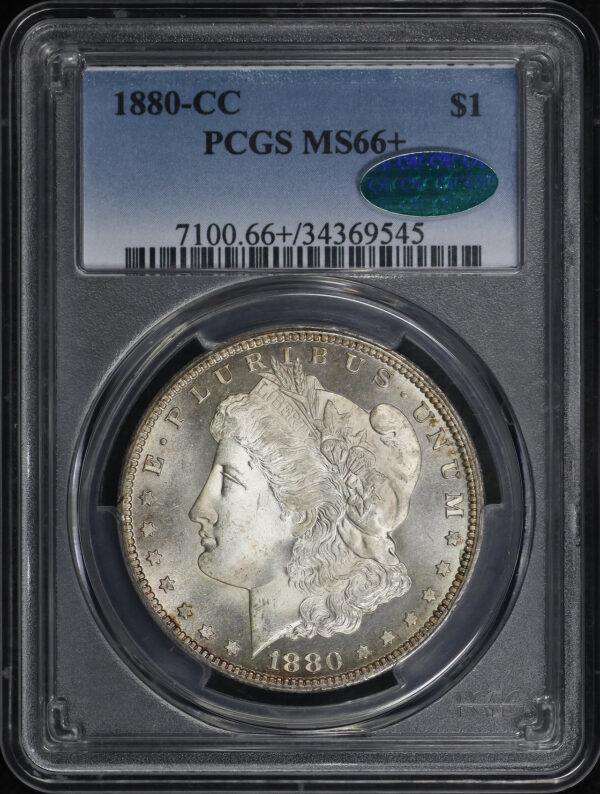 Obverse of this 1880-CC Morgan Dollar PCGS MS-66+ CAC
