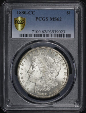 Obverse of this 1880-CC Morgan Dollar PCGS MS-62