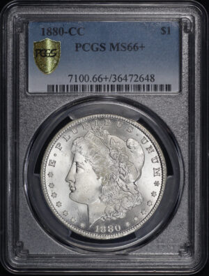 Obverse of this 1880-CC Morgan Dollar PCGS MS-66+
