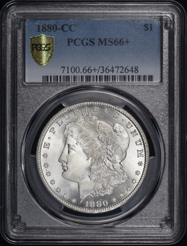 Obverse of this 1880-CC Morgan Dollar PCGS MS-66+