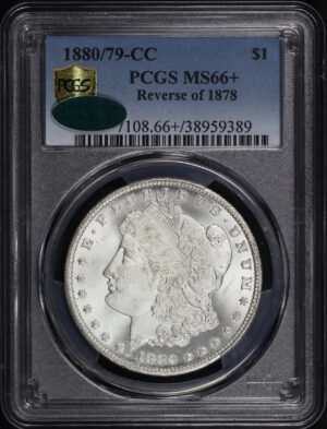 Obverse of this 1880/79-CC Morgan Dollar Reverse of 1878 PCGS MS-66+ CAC 