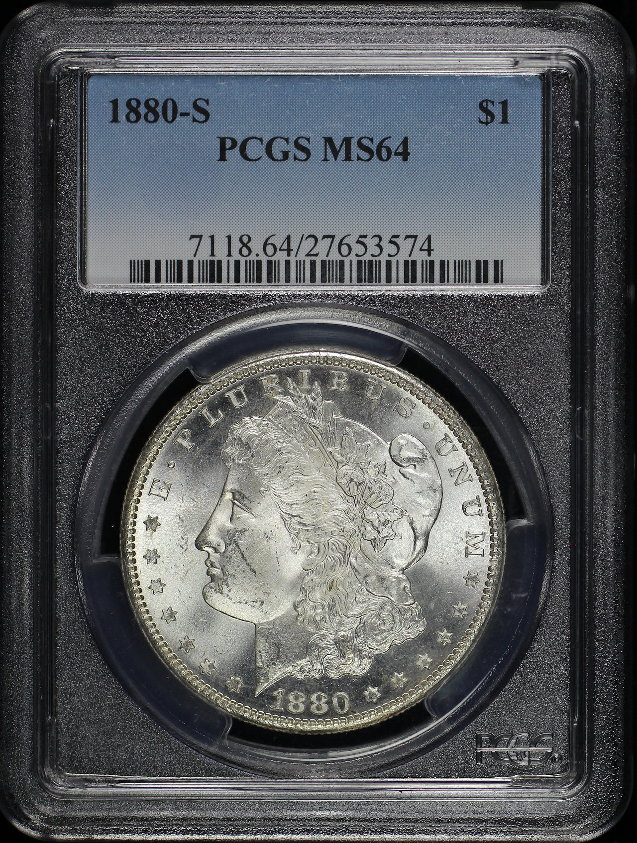 Obverse of this 1880-S Morgan Dollar PCGS MS-64