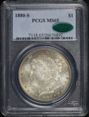 Obverse of this 1880-S Morgan Dollar PCGS MS-65 CAC
