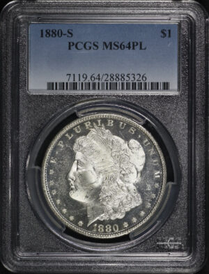 Obverse of this 1880-S Morgan Dollar PCGS MS-64 PL