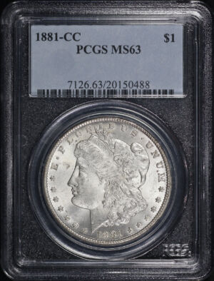 Obverse of this 1881-CC Morgan Dollar PCGS MS-63