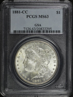 Obverse of this 1881-CC Morgan Dollar PCGS MS-63