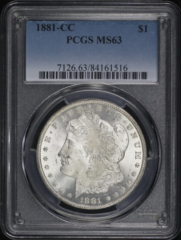 Obverse of this 1881-CC Morgan Dollar PCGS MS-63