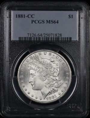 Obverse of this 1881-CC Morgan Dollar PCGS MS-64