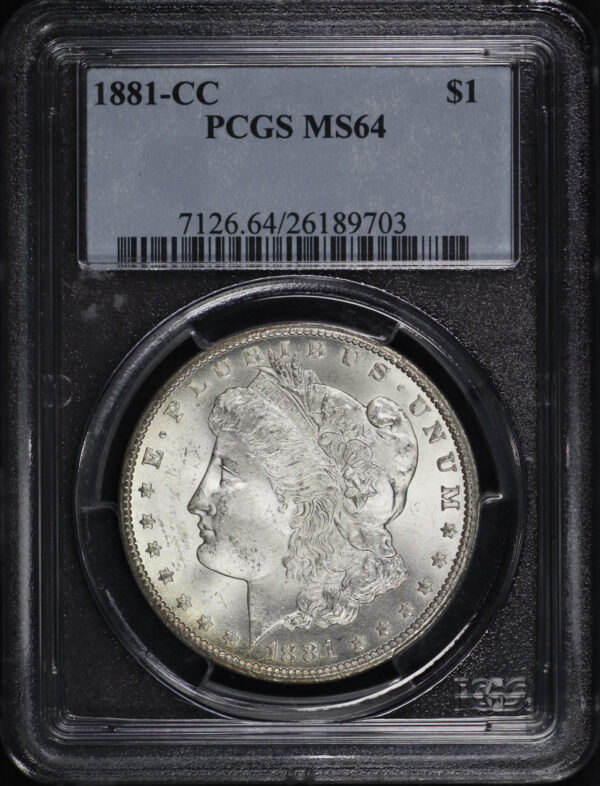 Obverse of this 1881-CC Morgan Dollar PCGS MS-64