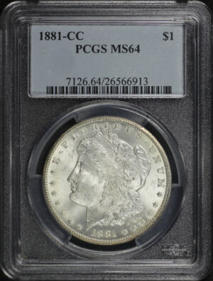 Obverse of this 1881-CC Morgan Dollar PCGS MS-64