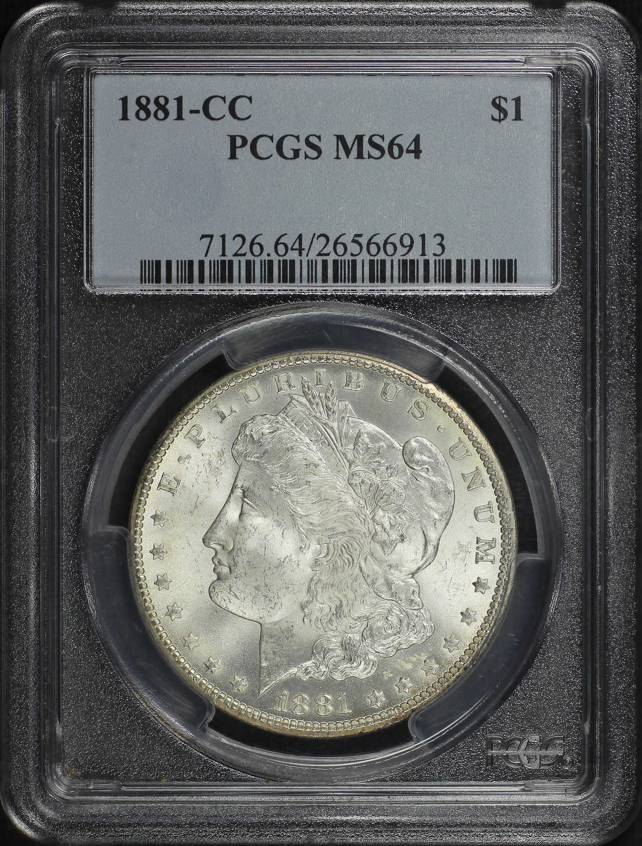 Obverse of this 1881-CC Morgan Dollar PCGS MS-64