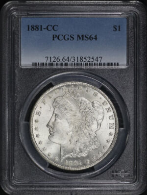 Obverse of this 1881-CC Morgan Dollar PCGS MS-64
