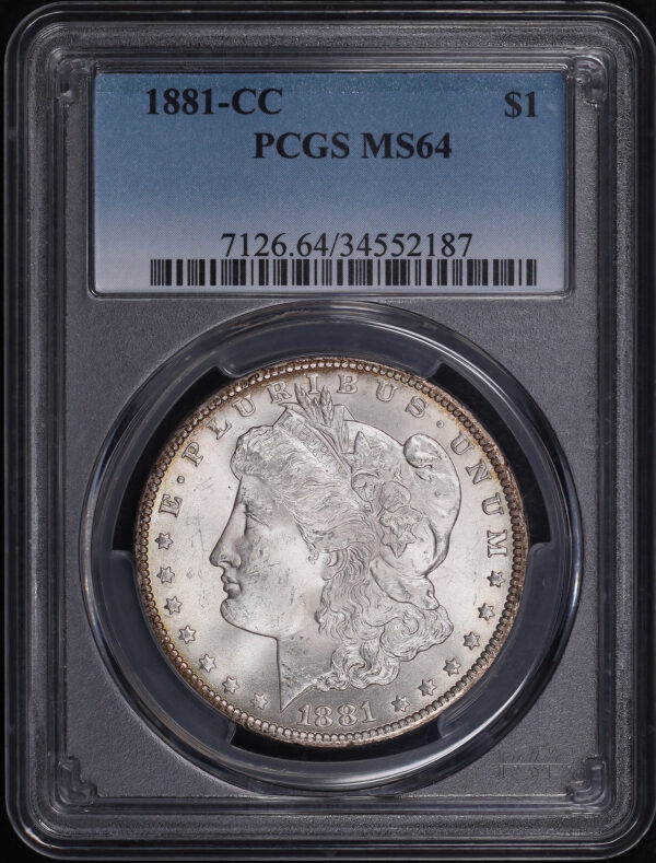 Obverse of this 1881-CC Morgan Dollar PCGS MS-64