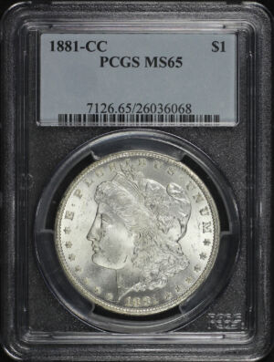 Obverse of this 1881-CC Morgan Dollar PCGS MS-65
